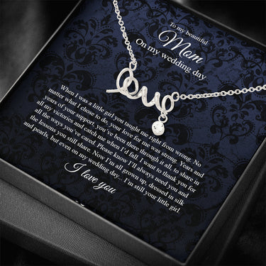 KORAFINA Personalized Love Necklace, to Mom On My Wedding Day, Mother of The Bride Gift from Daughter, Mother of The Bride Necklace from Bride, Mom of Bride On Christmas, Birthday